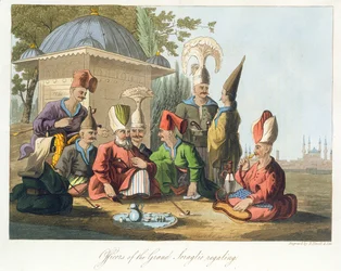 Officers of the Grand Seraglio Regaling, engraved by Robert Havell and Sons, c.1816
